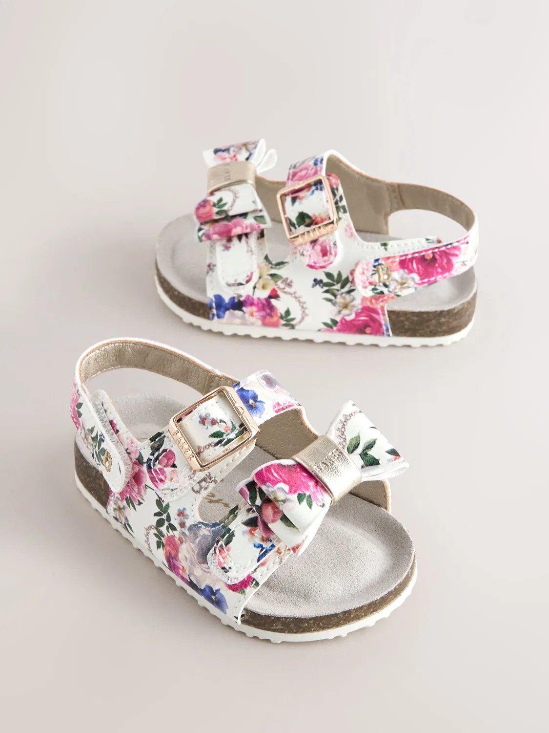 Сандалии с цветочным принтом Baby Footbed Padders Baker by Ted Baker, флоральный