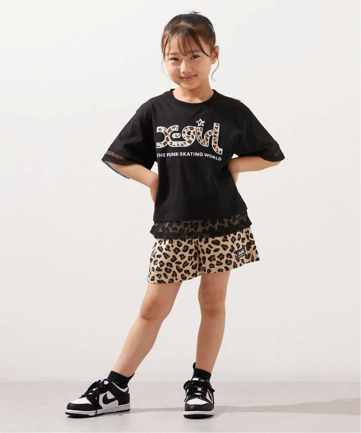 Детский комплект из футболки с логотипом и шорт с принтом X-girl Stages, Black