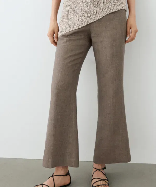 Льняные зауженные брюки-клеш, Massimo Dutti