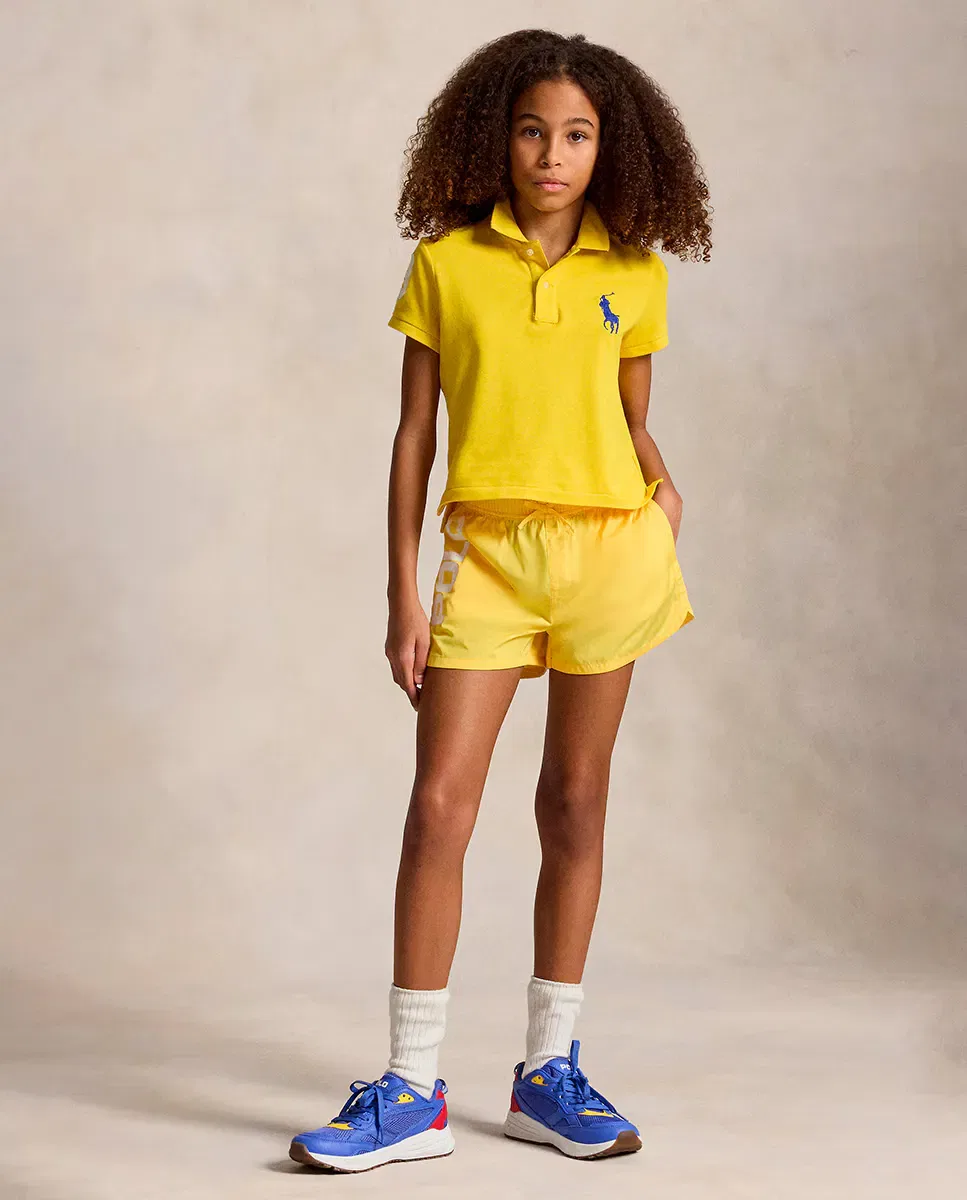 Детское поло для девочек из хлопка с эластаном Big Pony Polo Ralph Lauren, Amarillo — фото 2