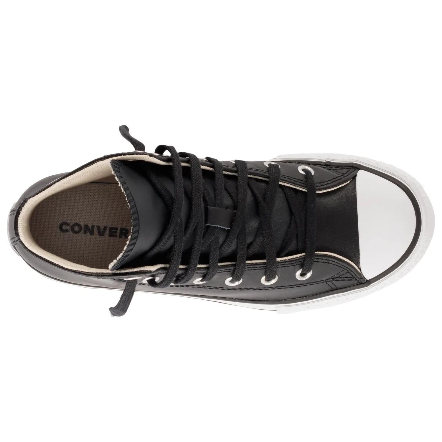 Детские кеды на шнуровке с платформой Converse, Black/Natural Ivory/White — фото 4