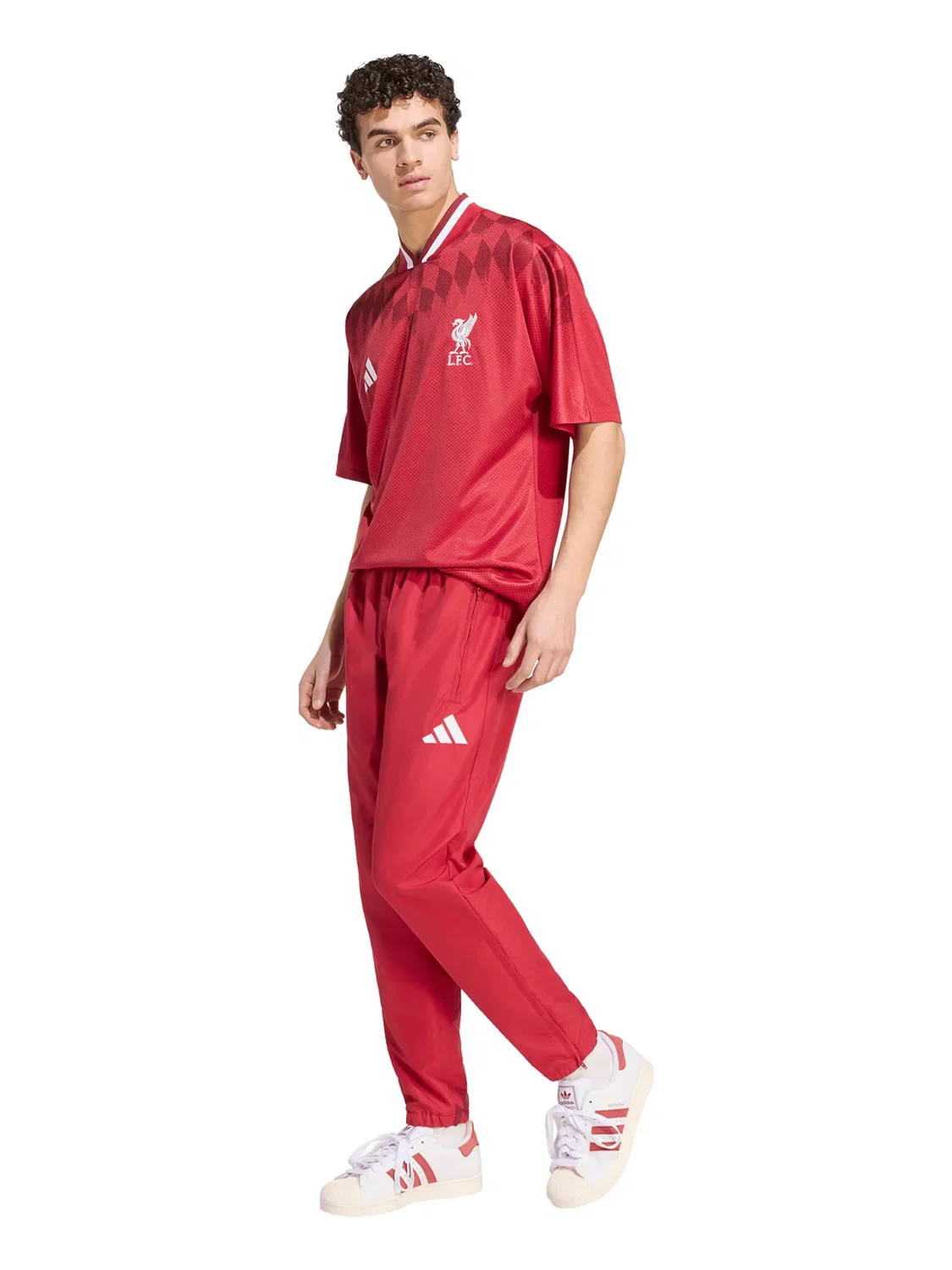 Спортивные брюки Adidas Performance Tapered Workout Pants LIVERPOOL FC красного и темно-красного цвета — фото 4