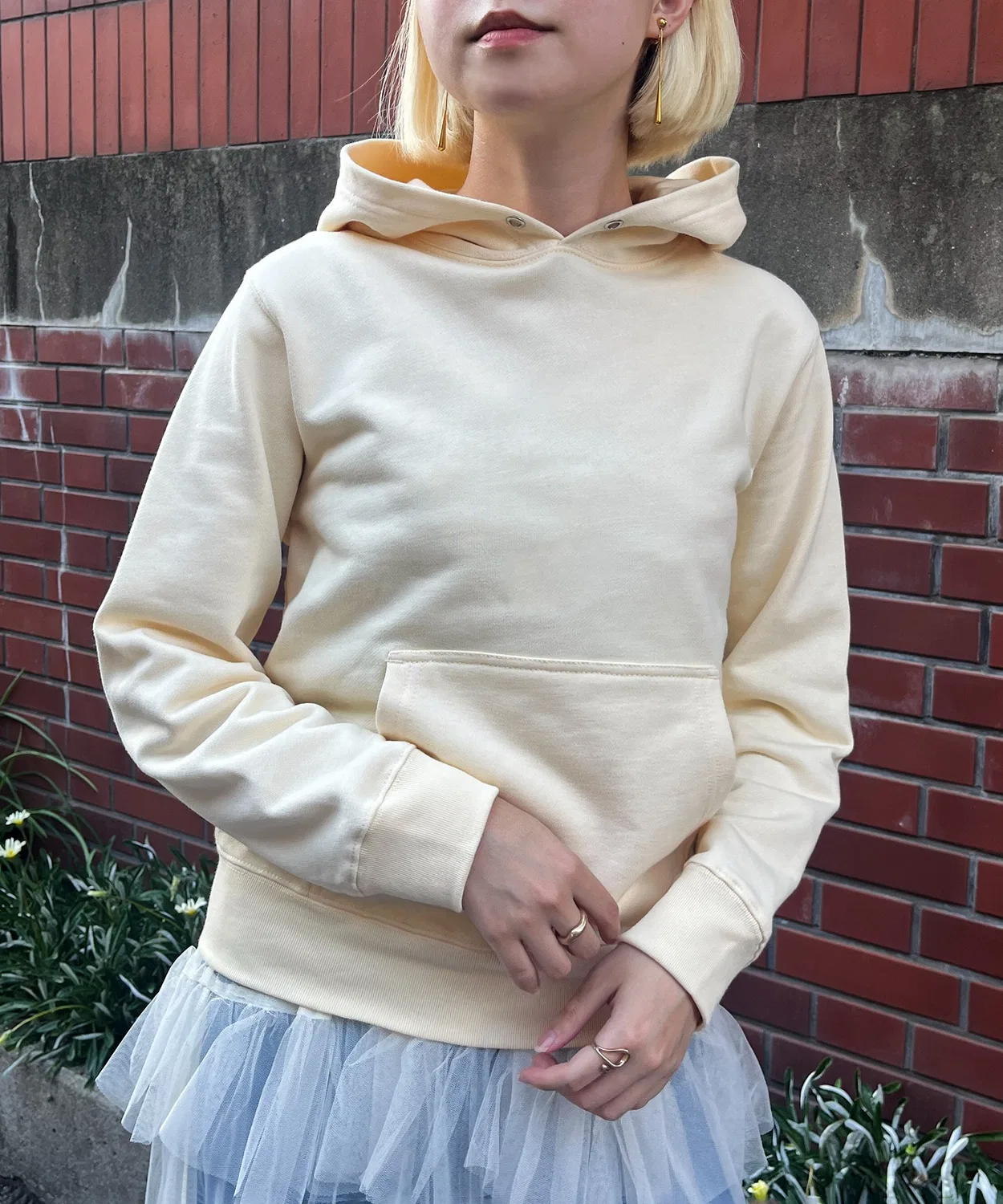 Детское худи с капюшоном из футера с начесом United Athle Compact Sweat Hoodie, Natural