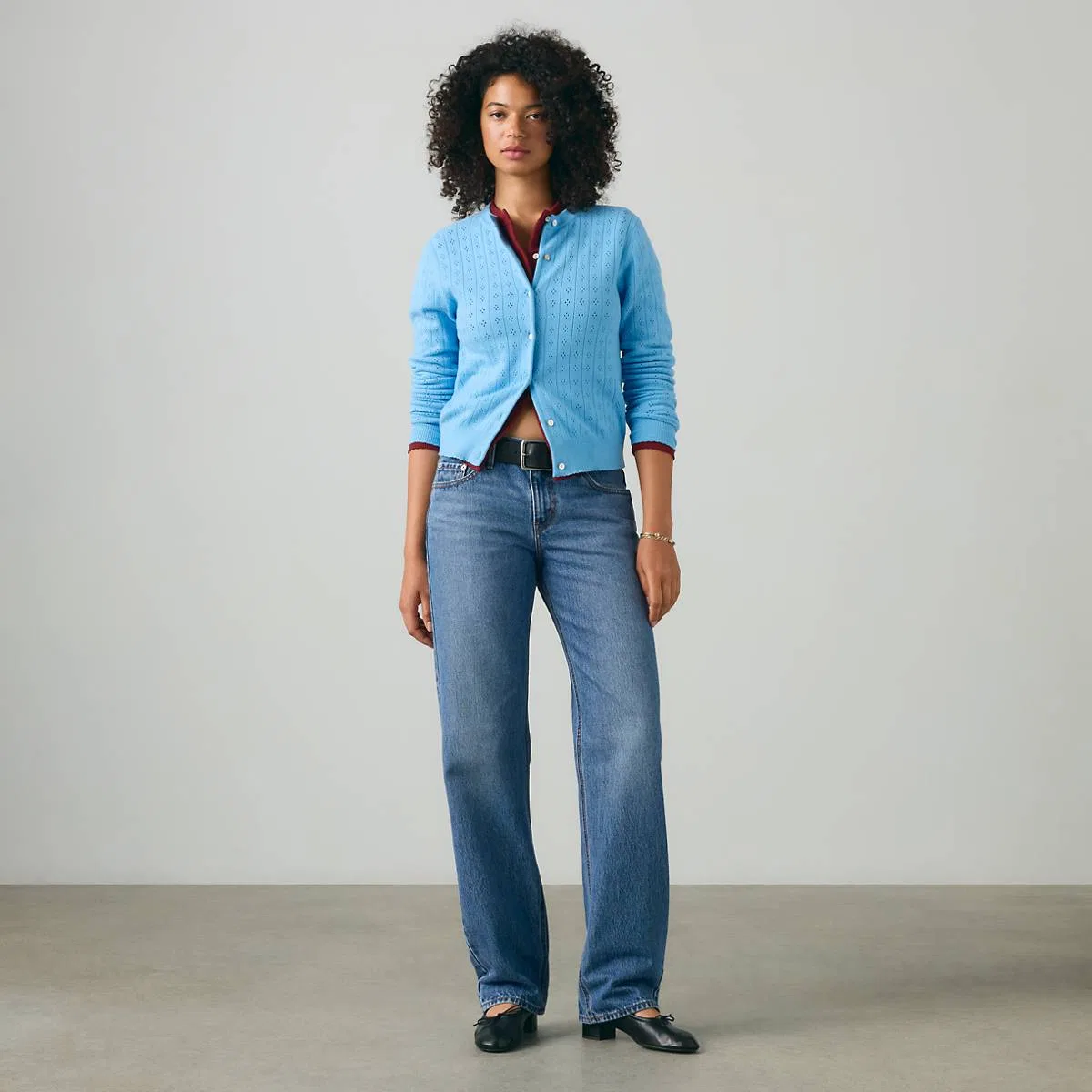 Очень мягкий ажурный кардиган с круглым вырезом Levi's, Alaskan Blue - Blue