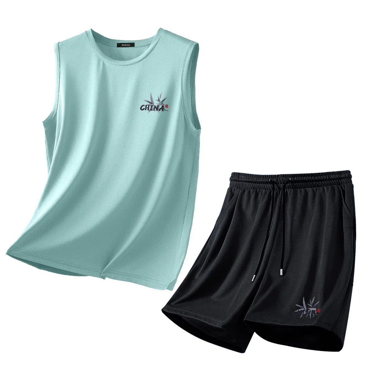 Детский спортивный комплект с логотипом MINISO, Light Gray+Black — фото 4