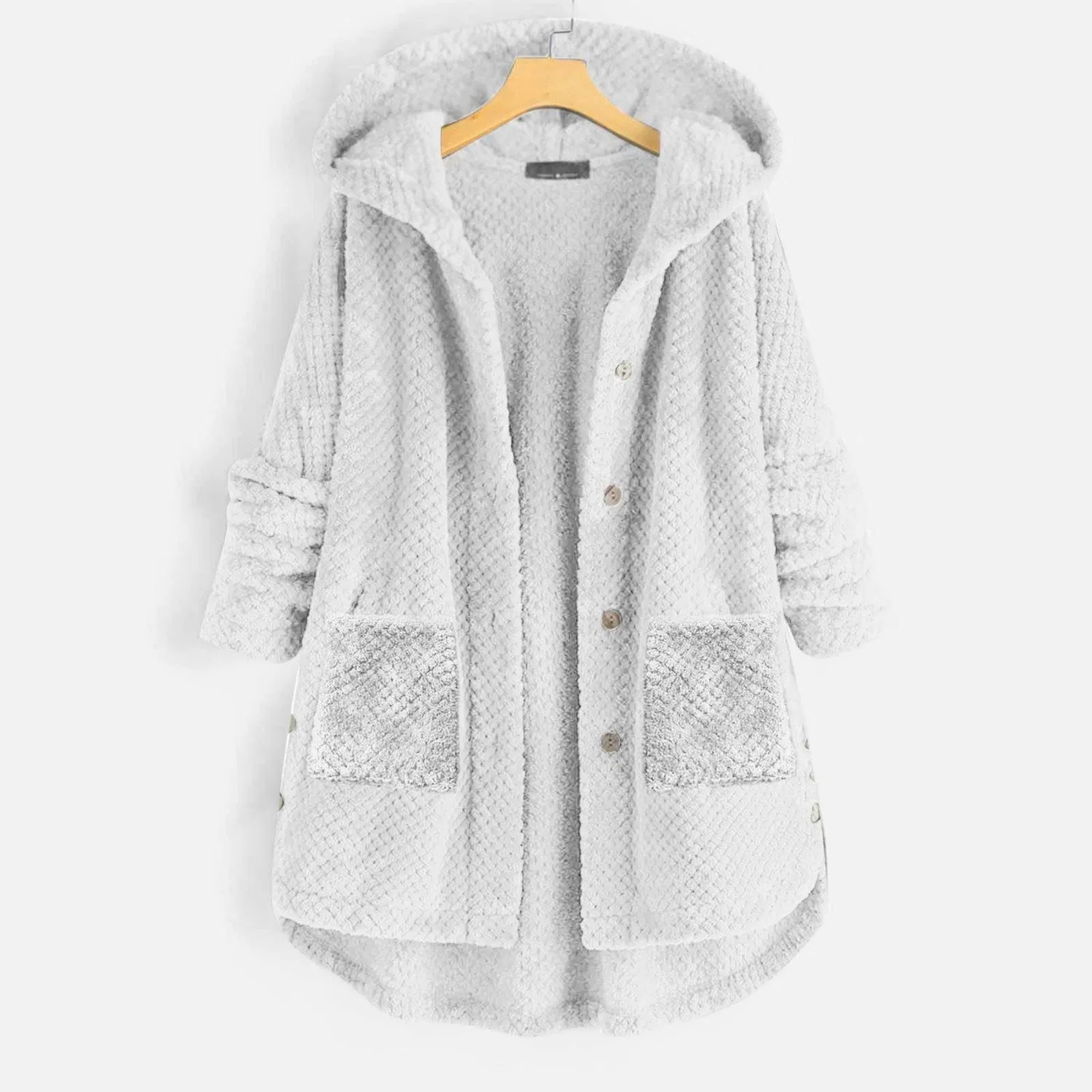 Женское пальто-парка с капюшоном и длинным рукавом, White — фото 3