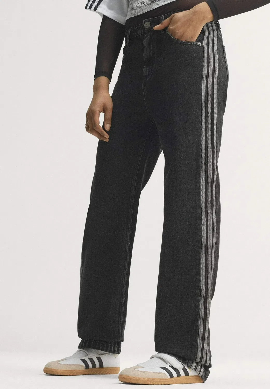 Джинсы Firebird со средней посадкой и прямым кроем - прямые джинсы Adidas Originals, True Black Denim
