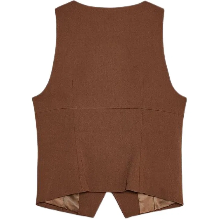 Женский жилет классического кроя Light Brown ZARA, Light Brown — фото 3