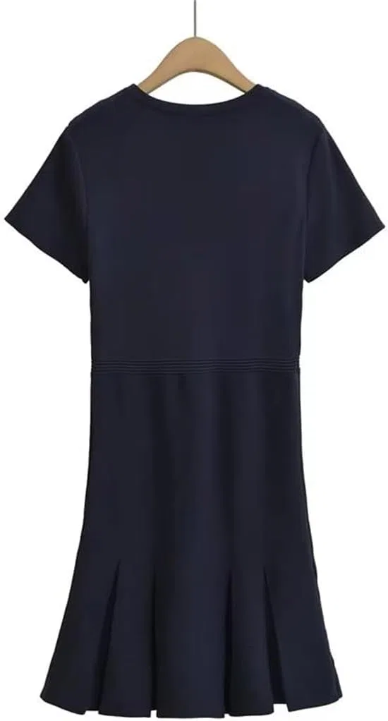Женское мини-платье с пуговицами на погонах Generic, Navyblue — фото 3