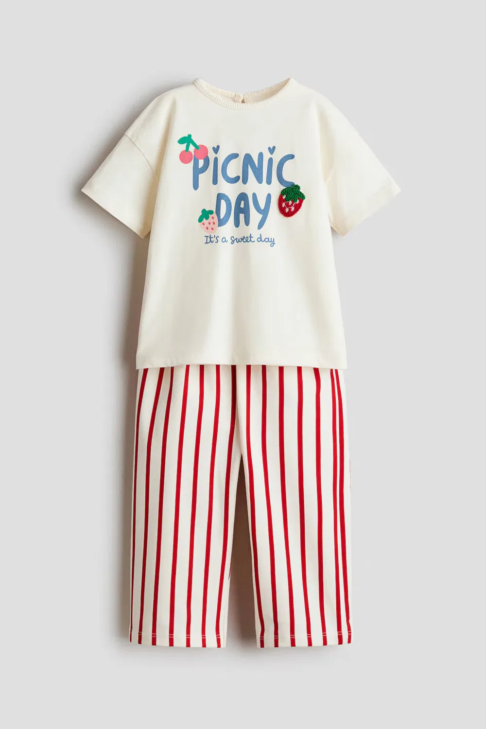 Комплект из двух предметов из хлопка H&M, Cremefarben/Picnic Day