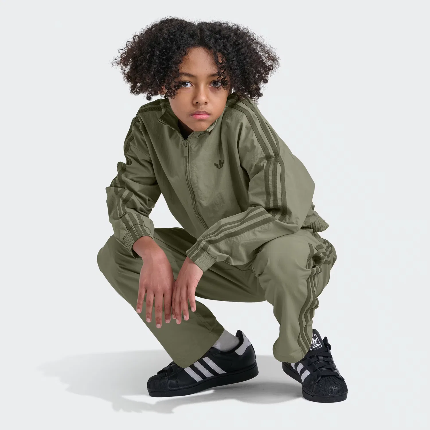 Детская куртка на молнии Originals Long Sleeve Full-Zip 3-Stripes Adidas Originals, оливковый — фото 2