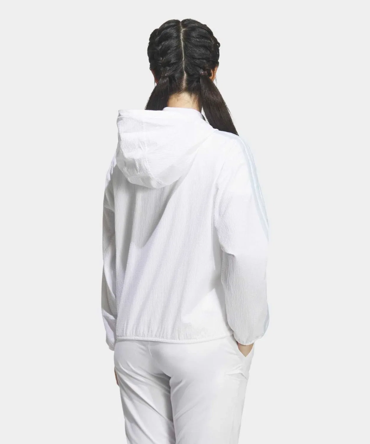 Женский жакет из сирсакера с полной застежкой-молнией, модель KA4308, Adidas, Белый — фото 2