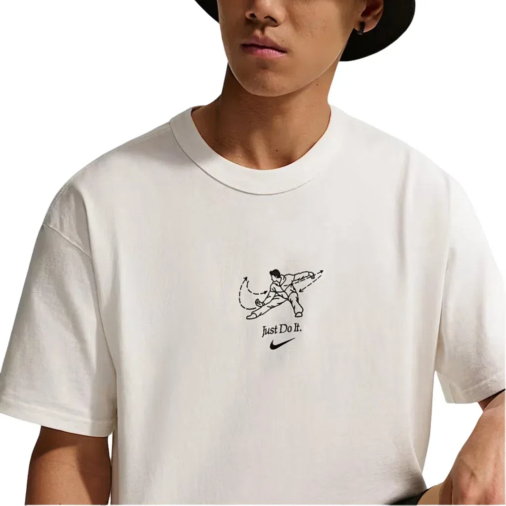 Мужская футболка Sportswear Comfortable Printed Relaxed Crew Neck T-Shirt 'White' Nike, белый — фото 4
