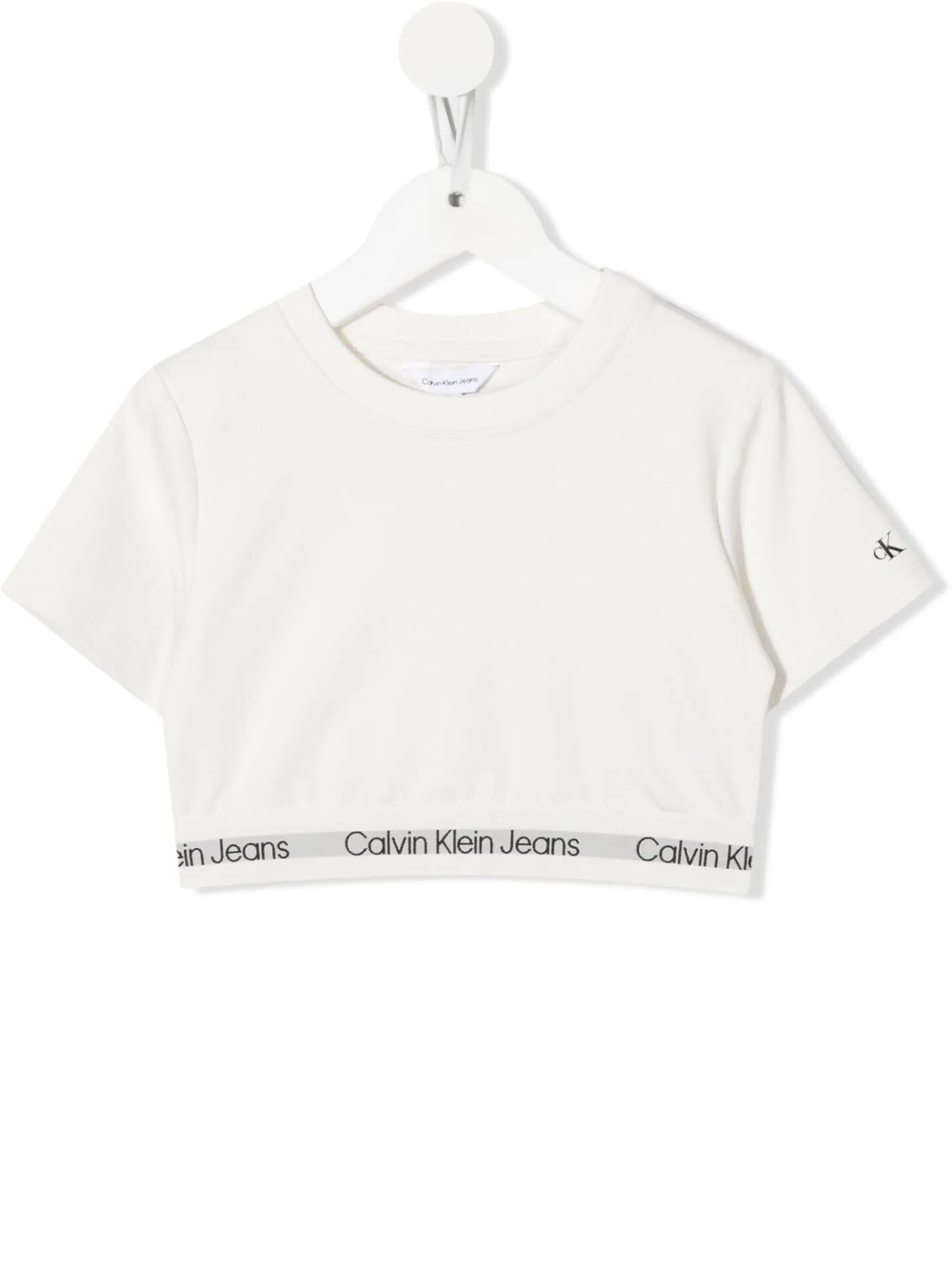 

Укороченная футболка с логотипом Calvin Klein Kids, белый