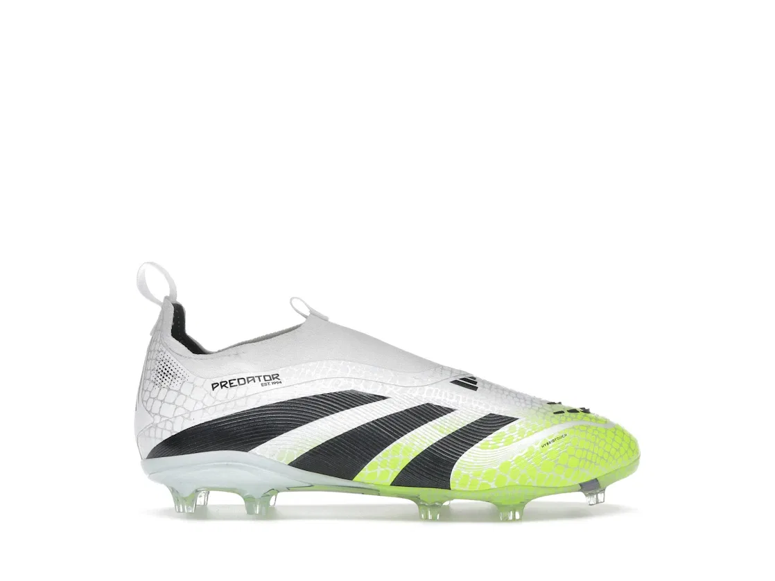 Детские бутсы Predator Elite без шнуровки Adidas, Cloud White Core Black Lucid Lemon