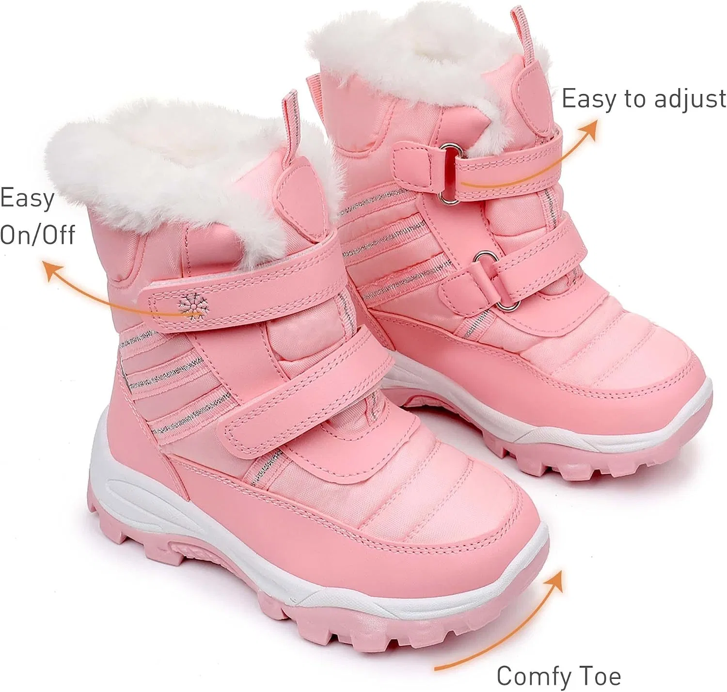 Детские зимние ботинки для мальчиков и девочек Ahannie, Pink/Strap — фото 4