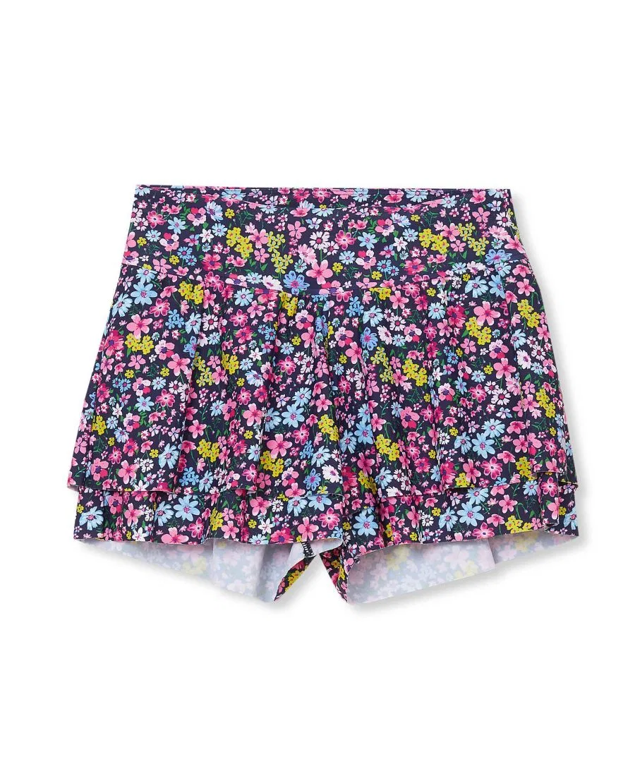 Шорты-футляр с воланами Navy Floral Lands' End