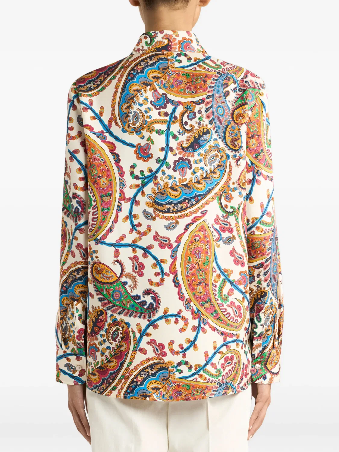 Шелковая рубашка с пейсли ETRO, белый — фото 4