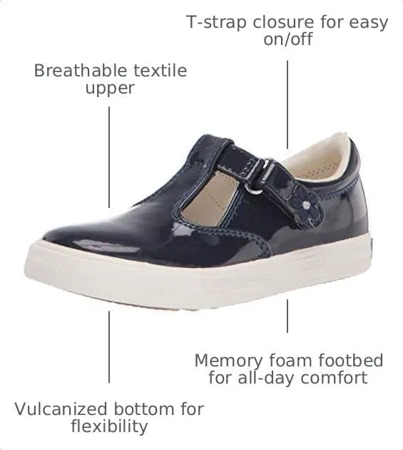 Детские балетки для девочек Daphne Keds, Navy Patent — фото 3