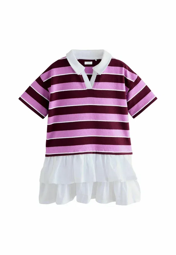 Платье регбийное хлопковое Regular fit Rugby Dress Next, burgundy stripe, бордовый