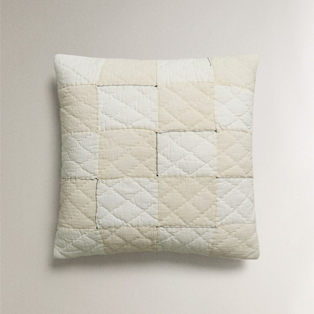 

Чехол для подушки Zara Home Patchwork Check Cushion Cover, светло-серый