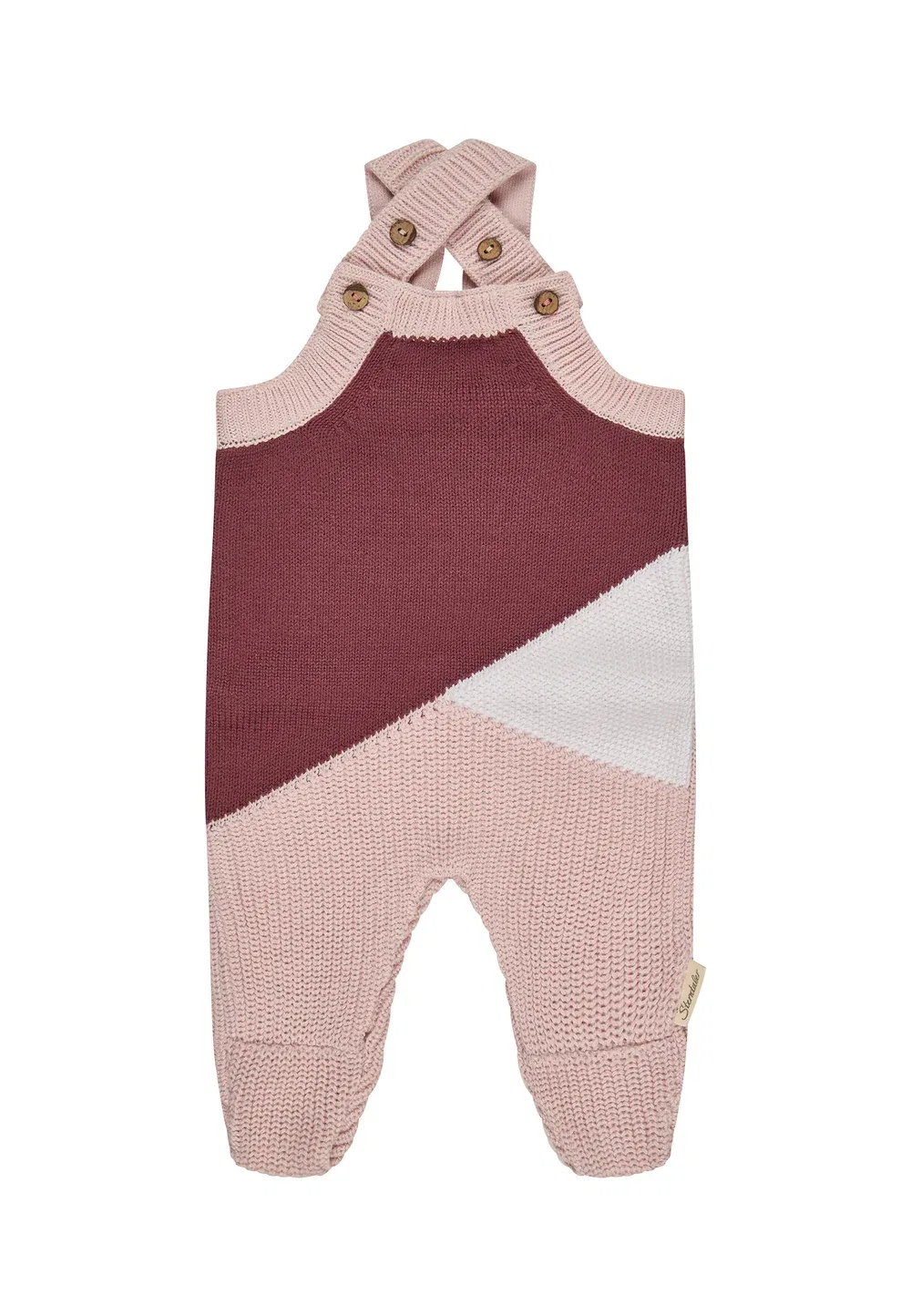 Шорты Strickstrampelhose Colorblock mit Knöpfen An Trägern und Schritt унисекс - комбинезон Sterntaler, Puderrosa