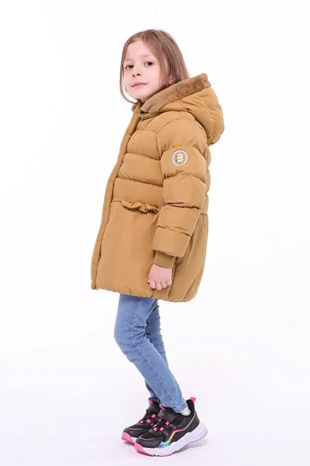 Детское пальто для девочек с капюшоном Benitto Kids, Brown — фото 4