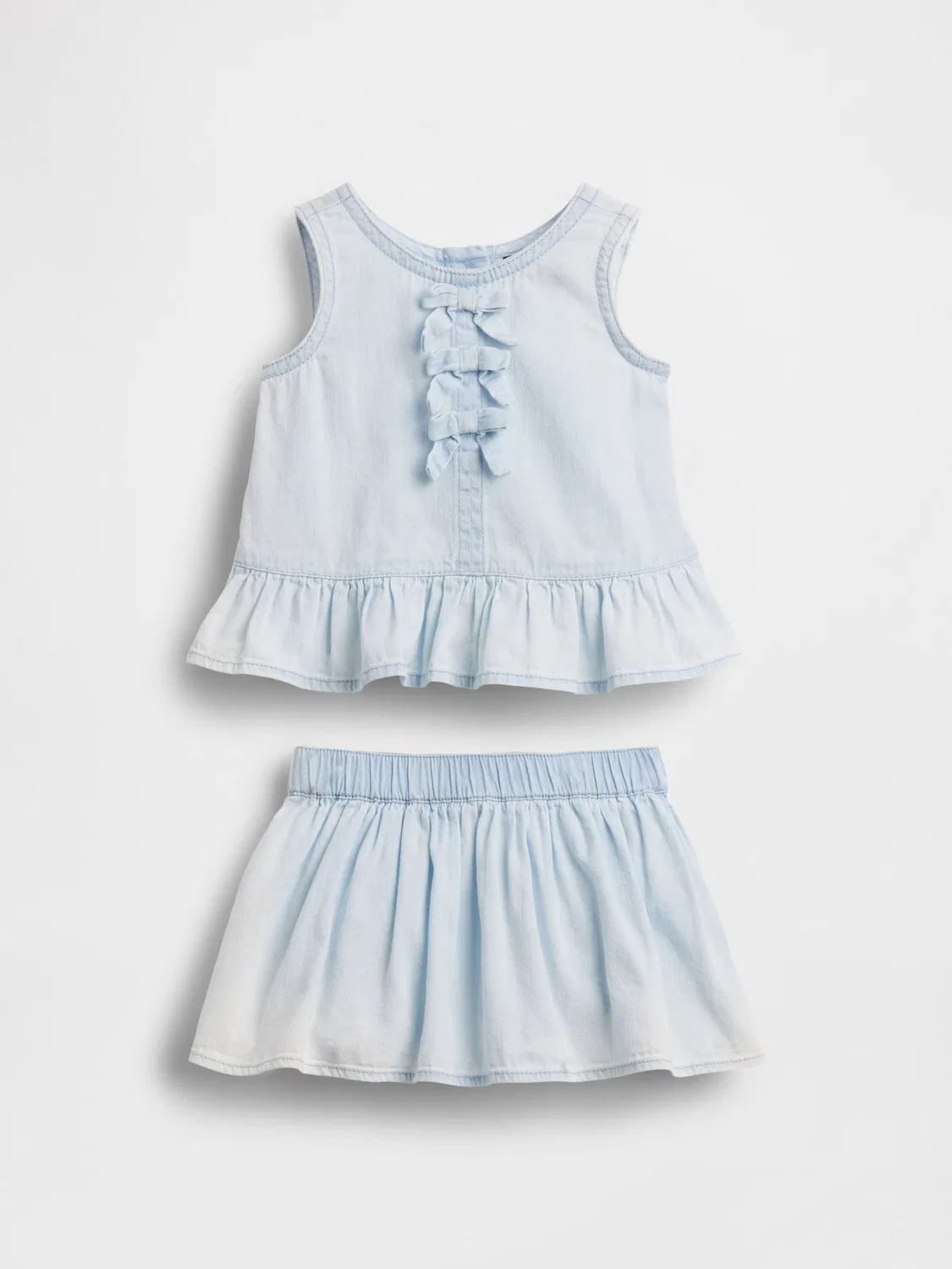 Комплект из джинсовой безрукавки и юбки Gap Blue Denim Bow, голубой