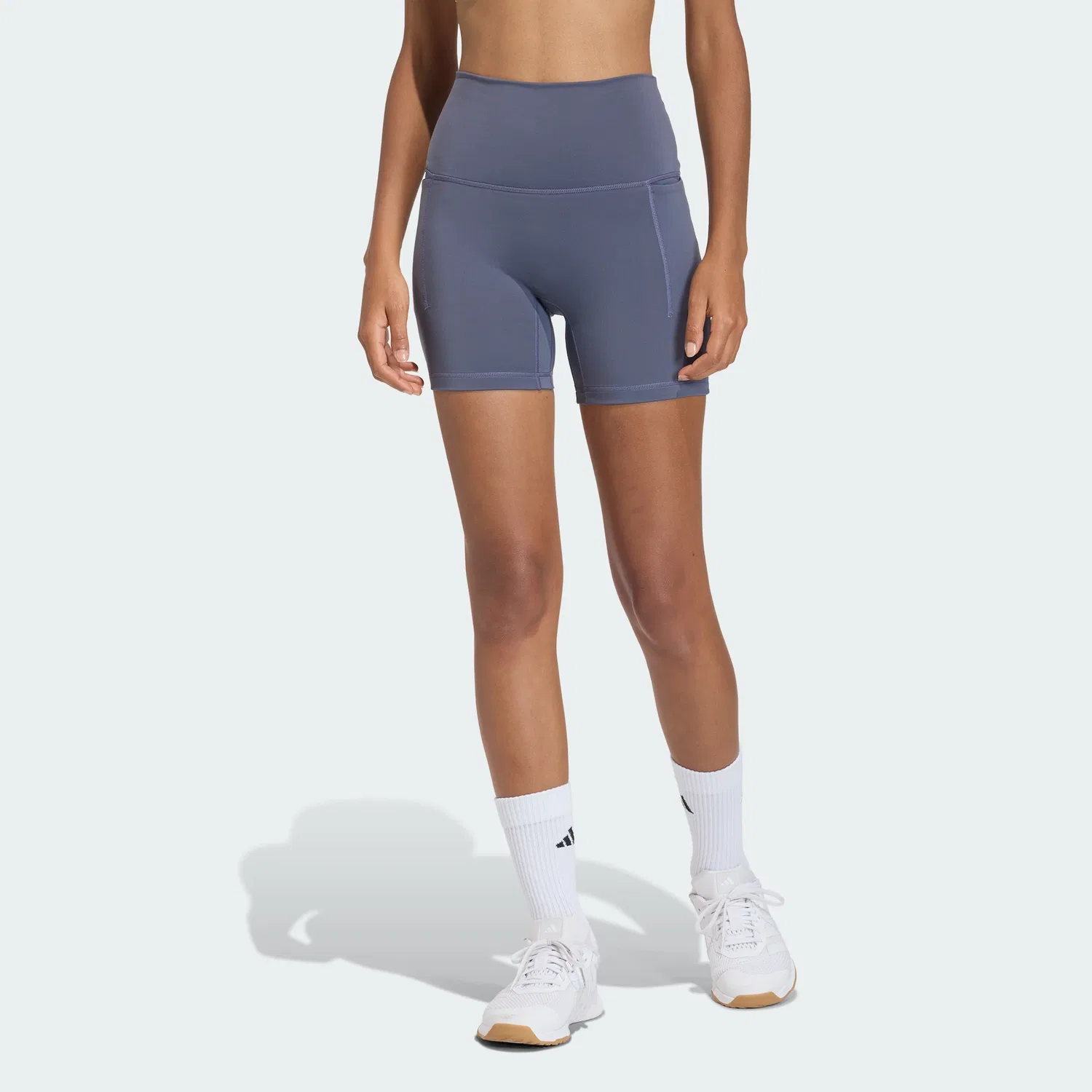 Женские леггинсы-шорты с завышенной посадкой adidas 3 Stripes Studio All Me Booty Short, Aurora Onix