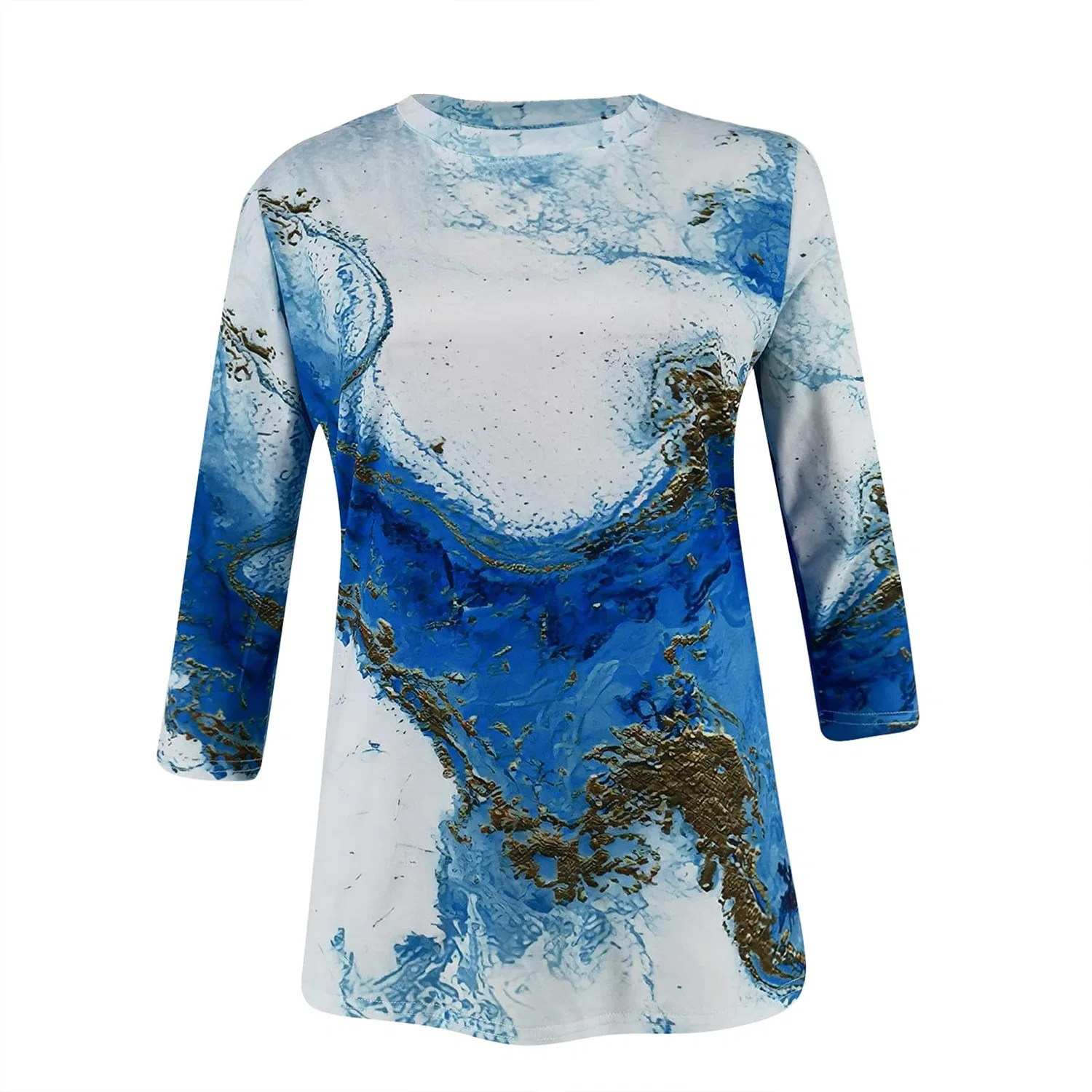 Женская футболка с принтом Colorful Gradient Geometric Print, бренд, Sky Blue-2 — фото 3