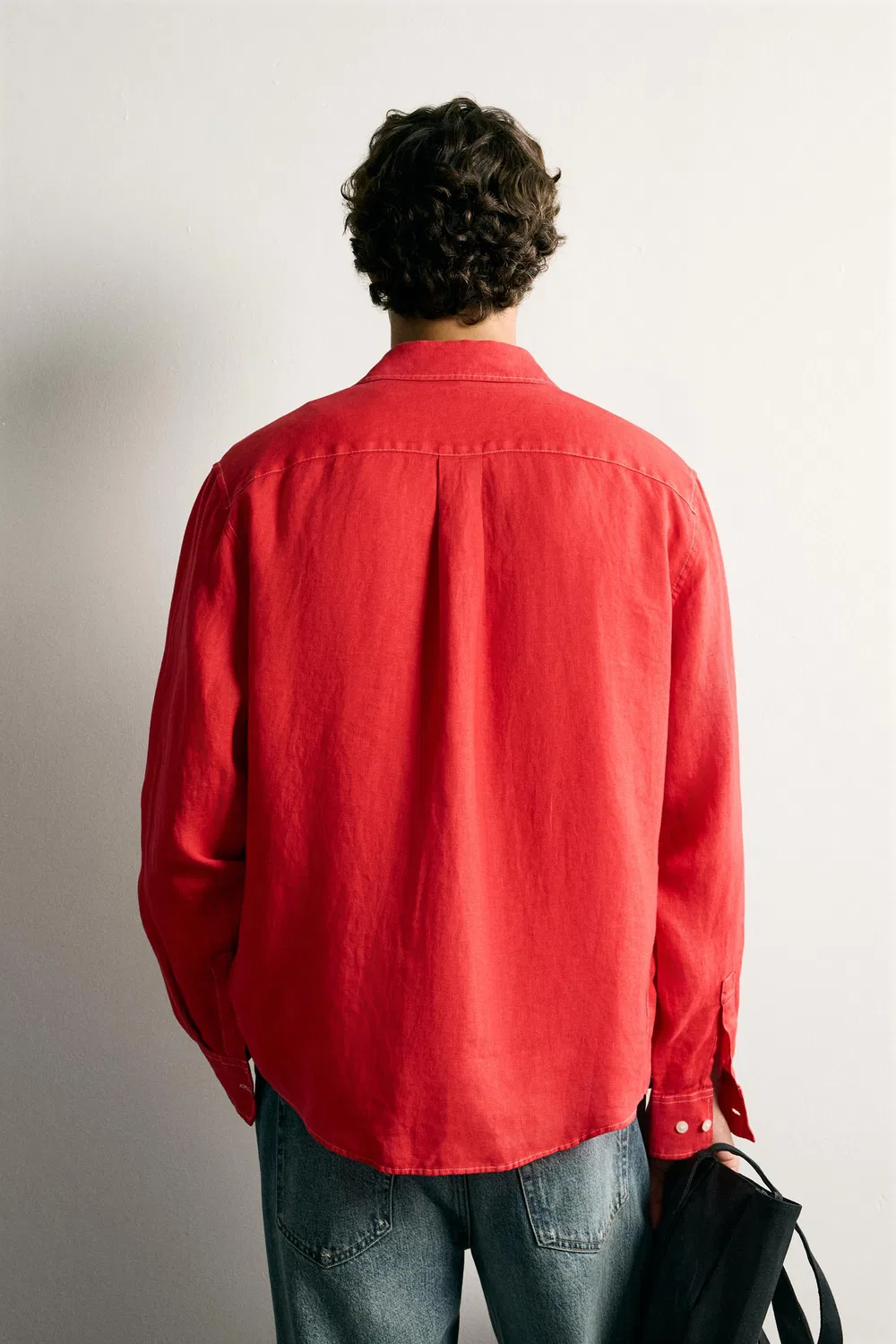 Рубашка-куртка из 100% льна, стандартного кроя. ZARA, Red — фото 3