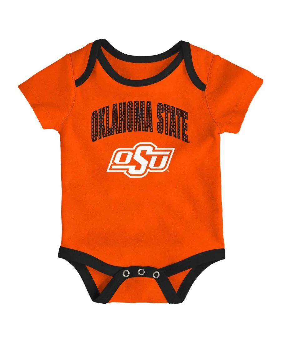 Комплект из 3 боди с коротким рукавом Oklahoma State Cowboys Outerstuff, Orange Black — фото 4
