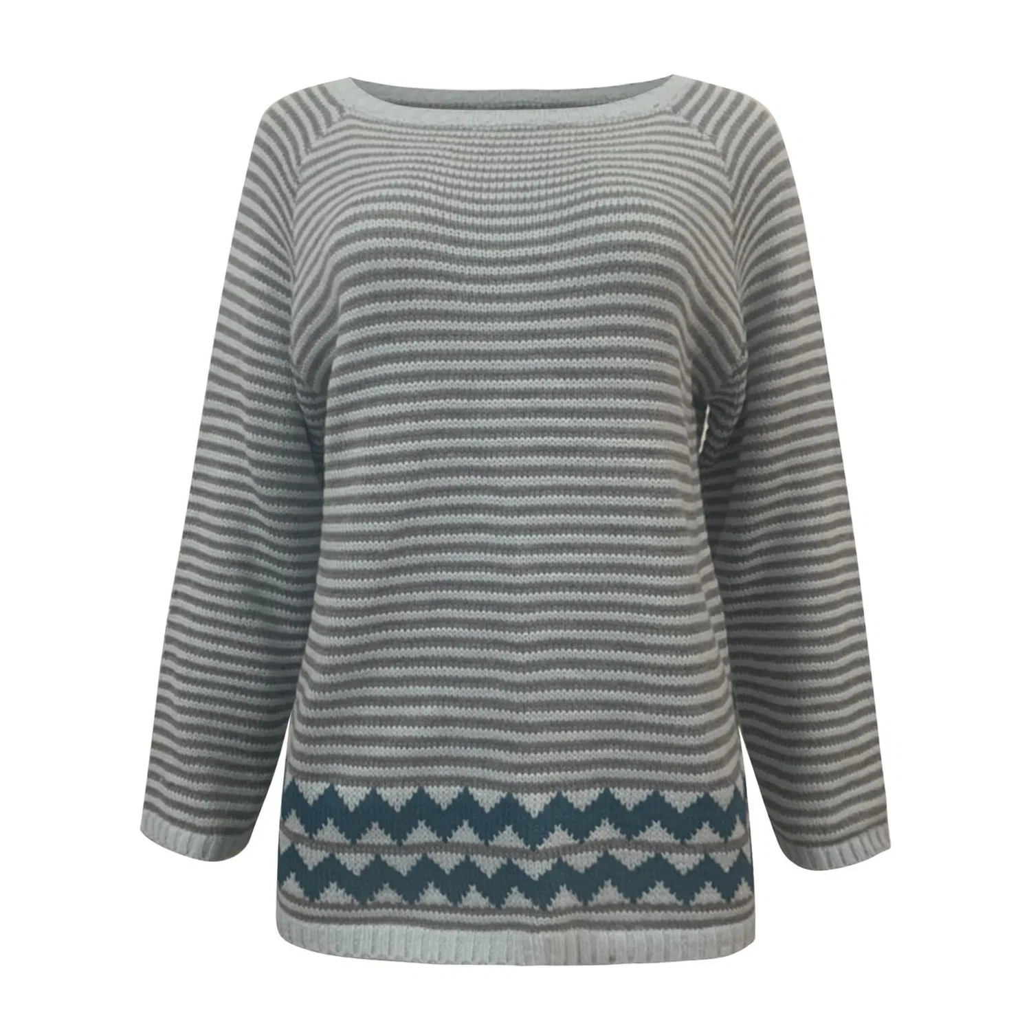 Женский свитер с принтом Fair Isle HUIFUAO, A09 Light Blue — фото 3