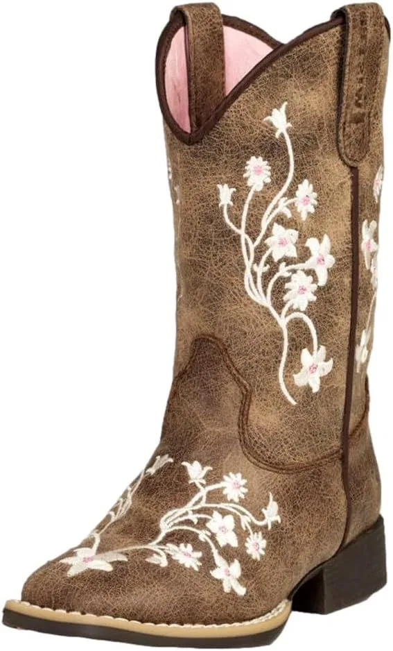 Детские сапоги для девочек с квадратным носком Twister Western Boots Girls Lily Square Toe M&F Western Products, Gray Brown