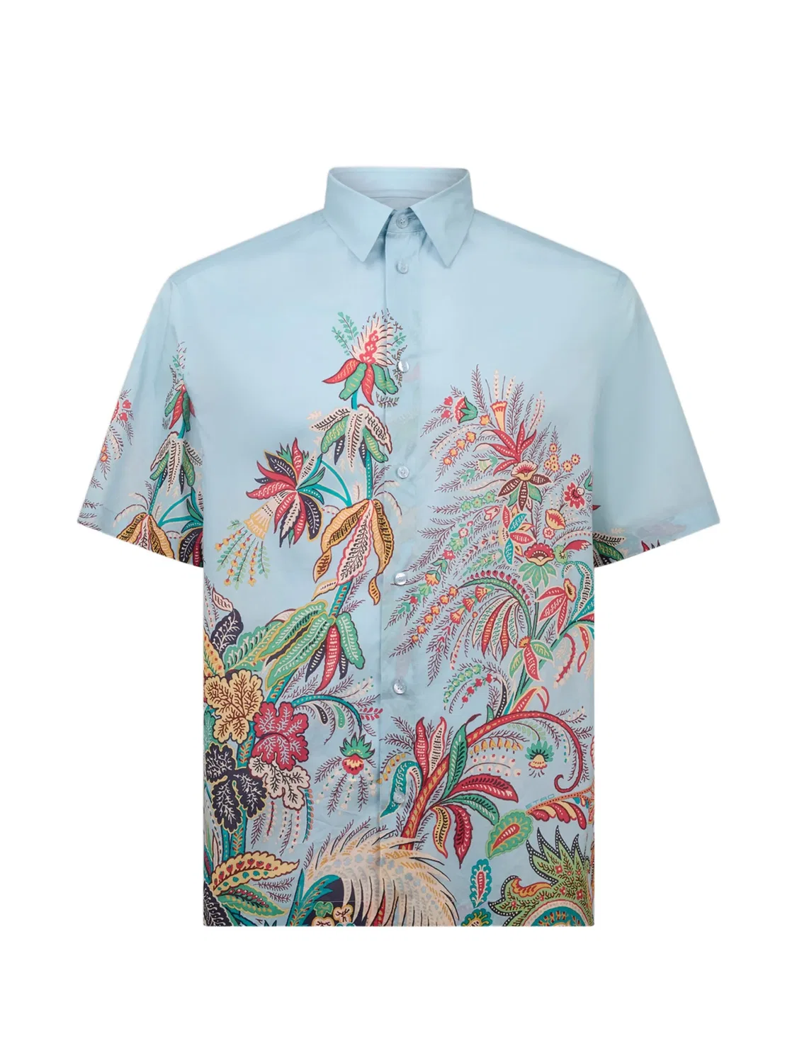 Рубашка с коротким рукавом, хлопковая, синяя ETRO, синий
