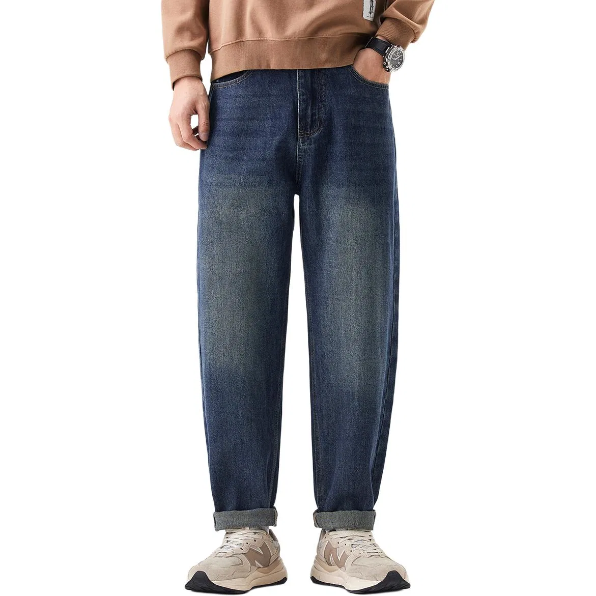 Детские джинсы прямого кроя с потертостями Tonlion, Vintage Blue — фото 3
