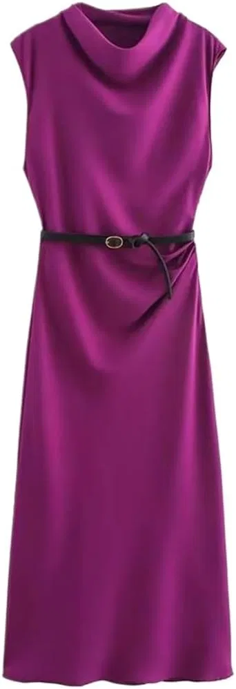 Женское повседневное платье миди без рукавов Slim Fit, Purple