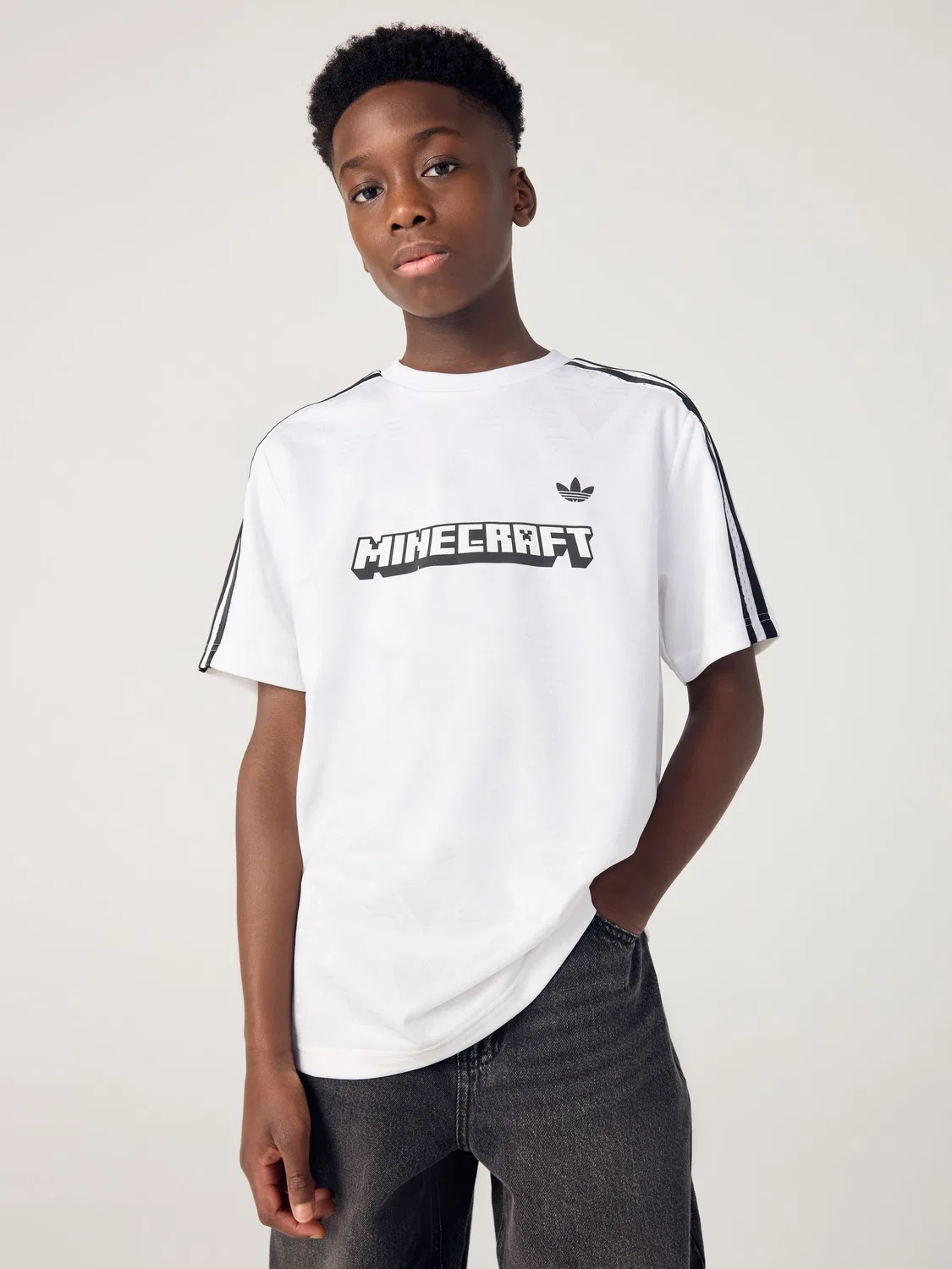 Футболка с жаккардовым узором, свободного кроя, adidas Originals, белый