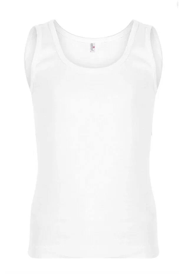 Детское для мальчиков нижнее белье хлопковое комплект 3 шт 3050 3-pack white 100% cotton ribbed boys' undershirt set 1 - 14 years Erdem, White — фото 2