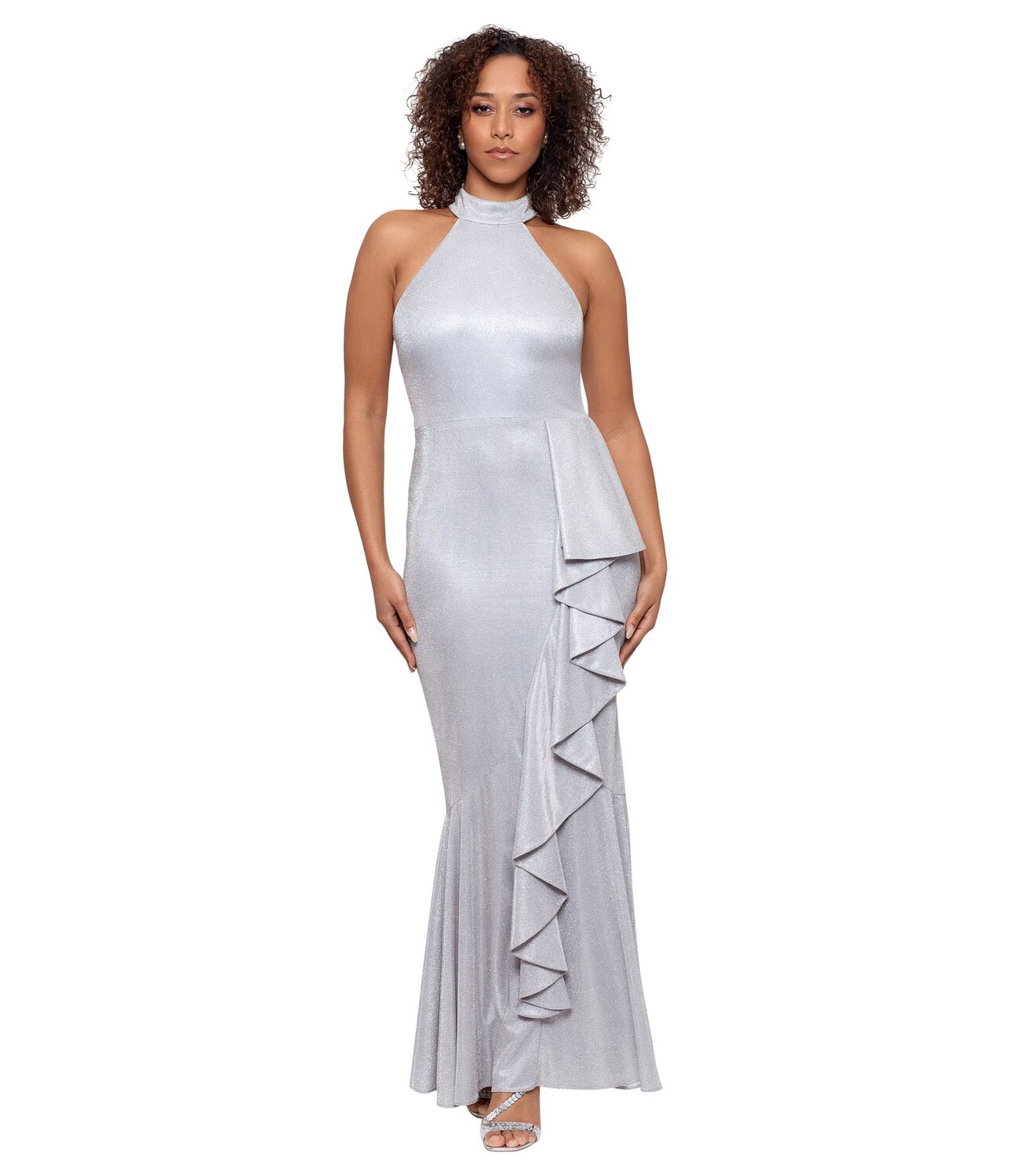 

Платье Betsy & Adam, Mock Neck Galaxy Glitter Mermaid Gown