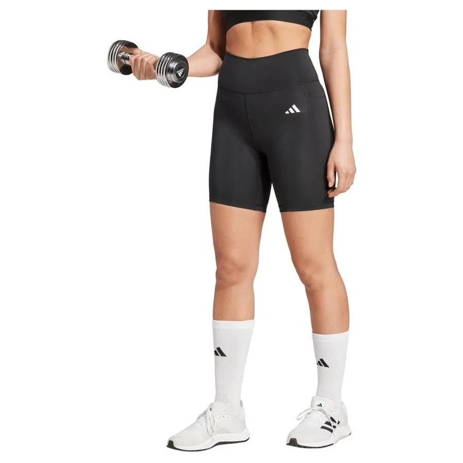 Леггинсы спортивные с высокой посадкой Adidas OPT ESS ST 7IN IT2281, Черный — фото 2