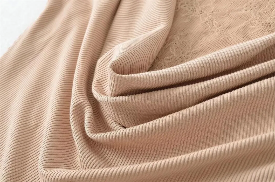 Женское платье миди с кружевной отделкой Generic, Khaki — фото 2