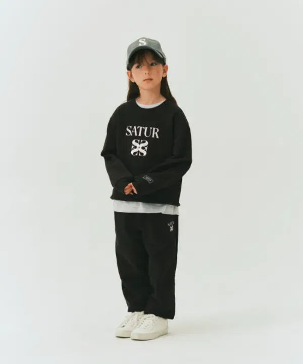 Тренировочные штаны Classic Logo Sateur Kids, черный, розовый — фото 2