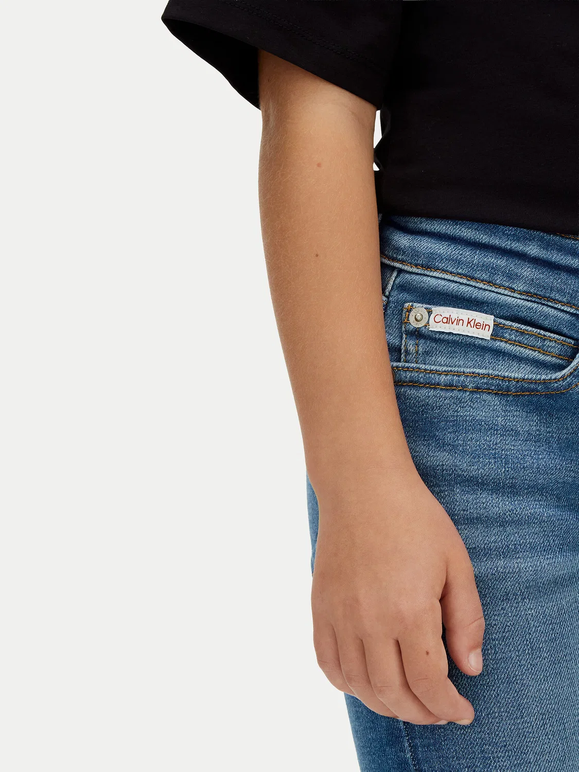 Джинсы расклешенного кроя для девочки Calvin Klein Jeans, синий — фото 4