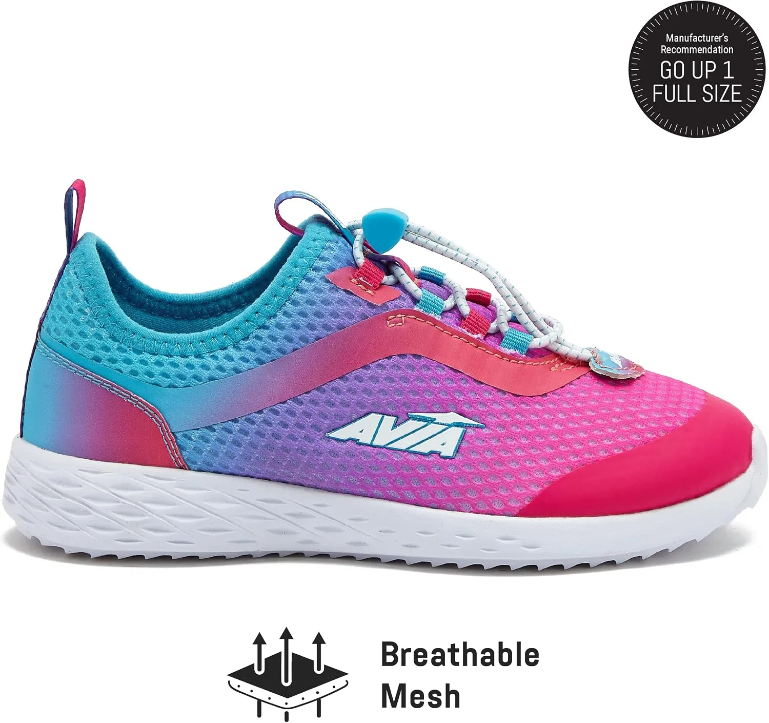 Детские кроссовки для девочек без шнуровки Avi Spirit Slip On Avia, Dark Pink/Teal Green/Light Purple — фото 2