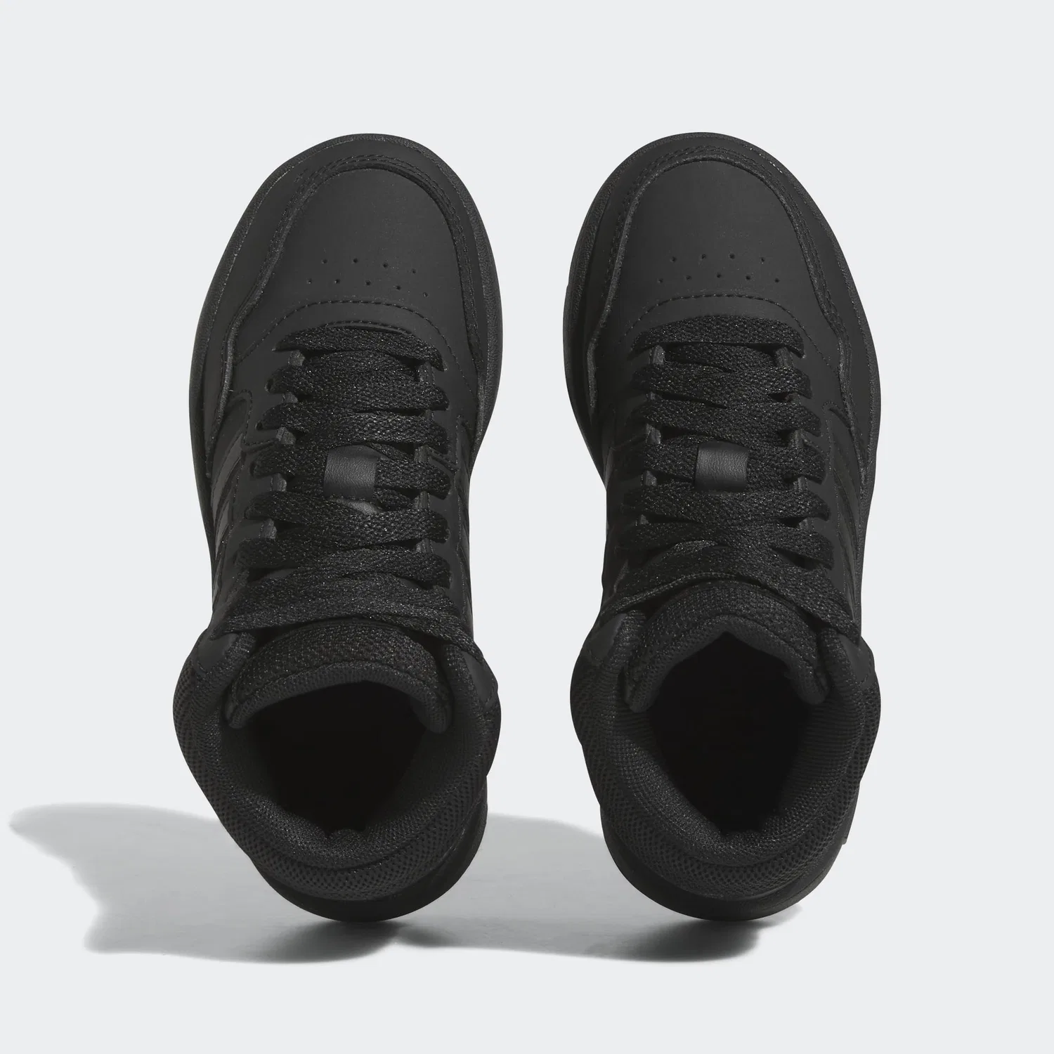 Детские кроссовки для мальчиков и девочек с поддержкой Hoops 3.0 Mid K Adidas, Core Black Core Black Grey Six — фото 3