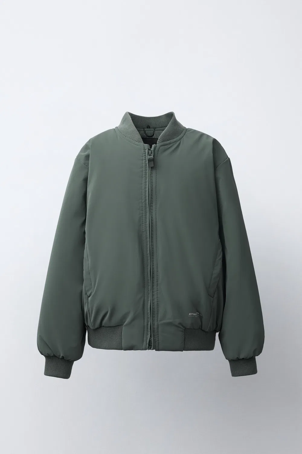 Резиновая куртка-бомбер со съемным капюшоном ZARA, Khaki — фото 2