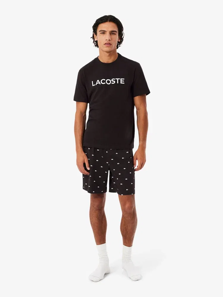 Пижамный комплект с логотипом LACOSTE, Black