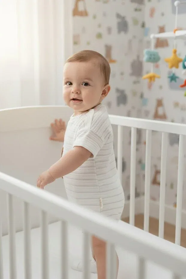 Детский комбинезон для девочек хлопковый Baby Giraffe Embroidered Summer Cotton Nio Lua, Beige — фото 3