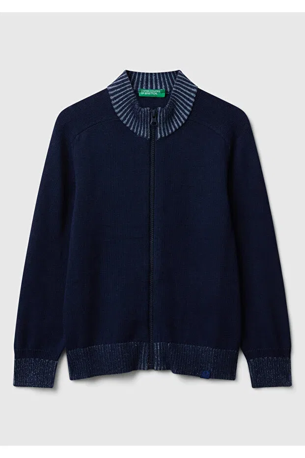 Детский кардиган на молнии с длинным рукавом United Colors Of Benetton, Navy Blue